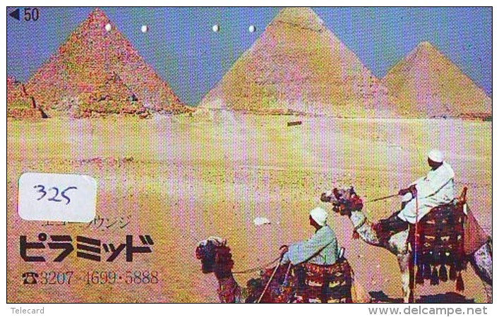 Télécarte Japon Egypte (325) SPHINX * PYRAMIDE * TELEFONKARTE EGYPT Related * CAMEL *  Ägypten Phonecard Japan * - Landschaften