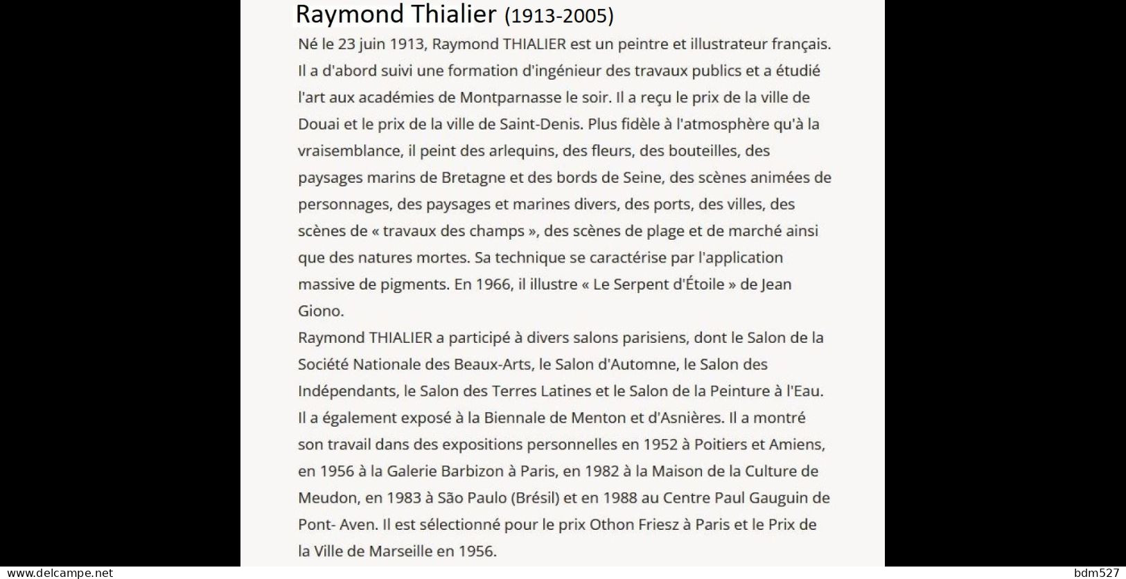 Raymond Thialier (1913-2005)  " Carte De Voeux Par L'artiste, Années 50- 60. " . - Peintres & Sculpteurs