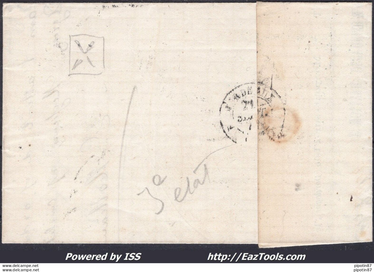 FRANCE N°60C SUR LETTRE PC DES GC + CONVOYEUR STATION MONPONT SUR L'ISLE + BM - 1871-1875 Ceres