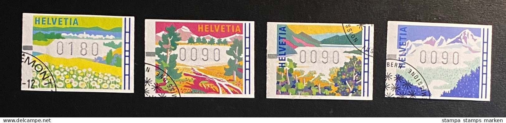 Schweiz 1996 Automatenmarken Landschaften Mi. 7 - 10 Gestempelt/o - Automatic Stamps