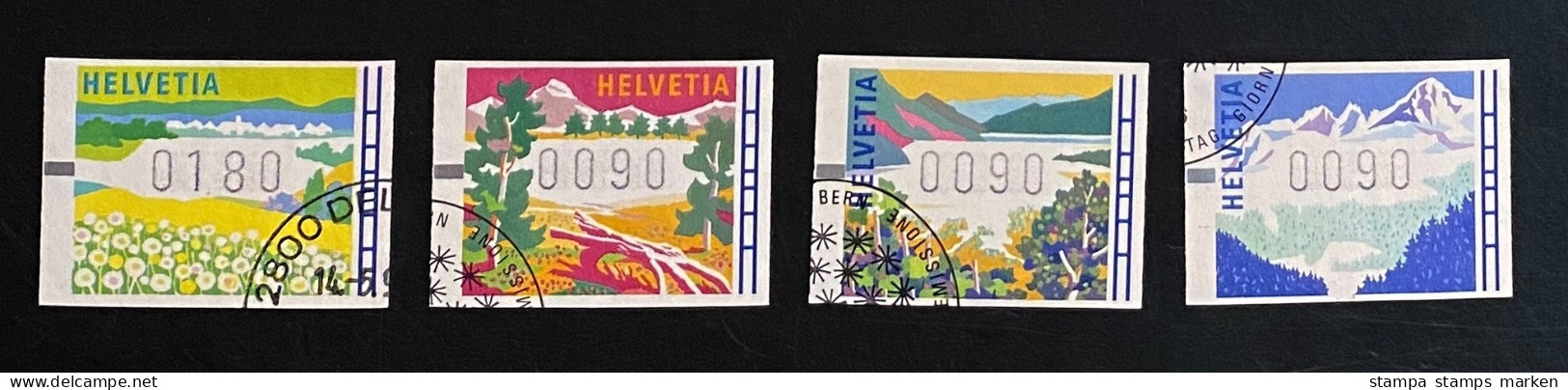 Schweiz 1996 Automatenmarken Landschaften Mi. 7 - 10 Gestempelt/o - Automatic Stamps