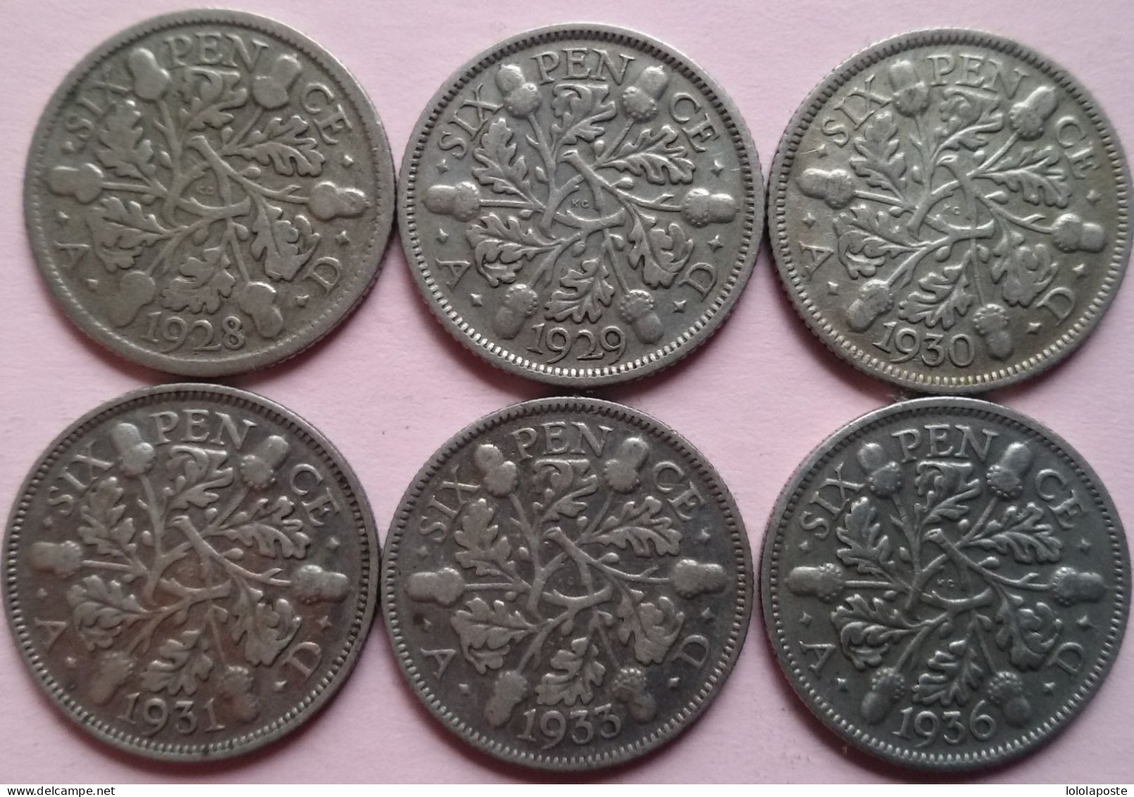 GRANE-BREATAGNE - 6 Pence (X6) 1928/31, 1933, 1936 Et 1 Shilling De 1941 - 4 Photos - M. Colecciones