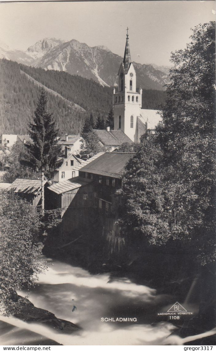 D6692)  SCHLADMING - FLUSS Mit KIRCHE Im Mittelpunkt Der Ansicht 1929 - Schladming