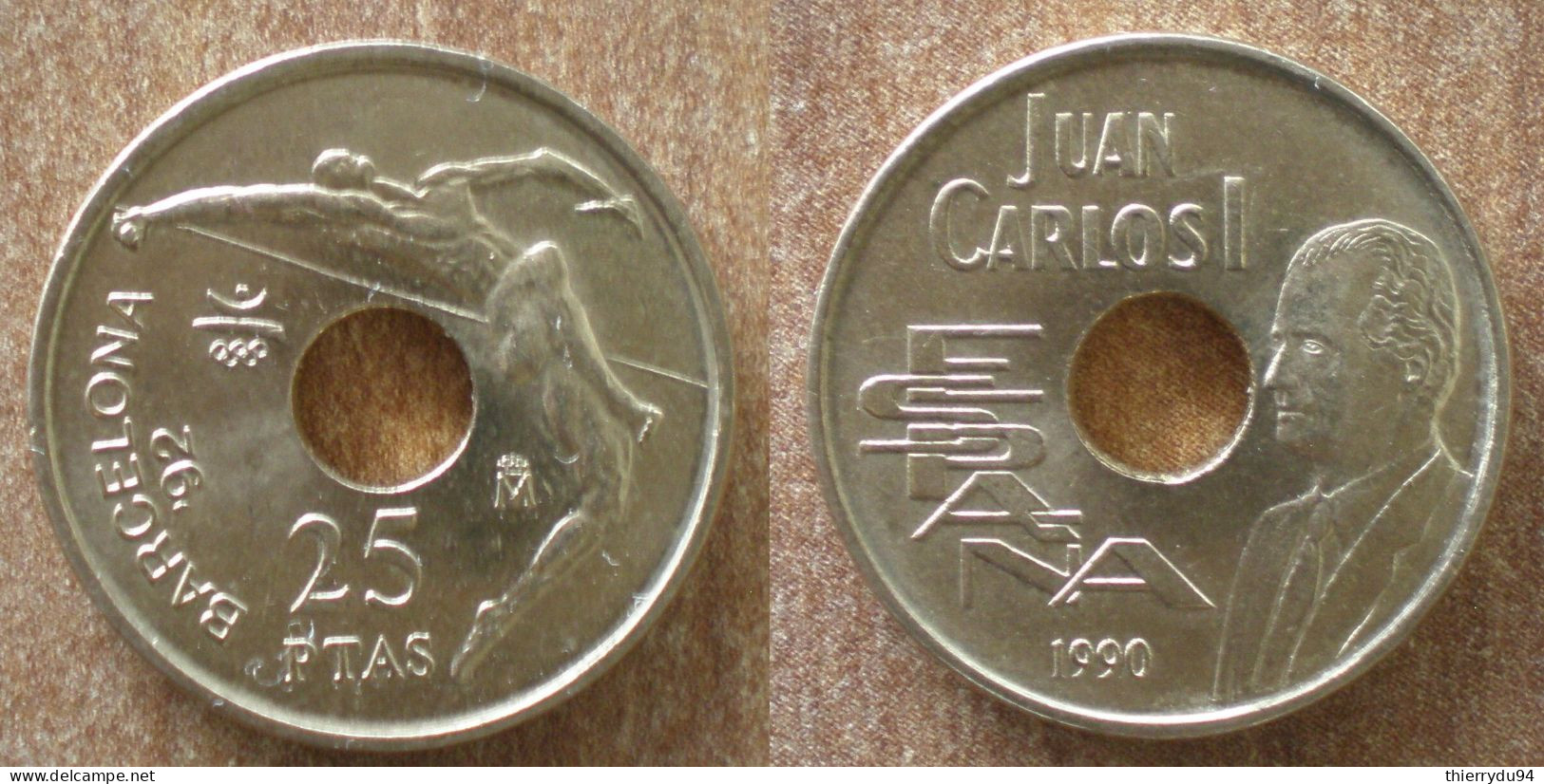 Espagne 25 Pesetas 1990 Carlos Commemo Jeux Olympique 1992 Argent Que Prix + Port Coin Paypal Crypto OK - 25 Pesetas