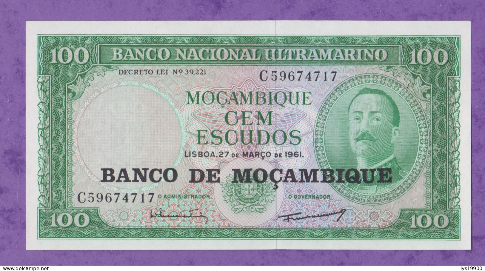 100 Escudos 1961 Mozambique Neuf, Unc - Mozambique