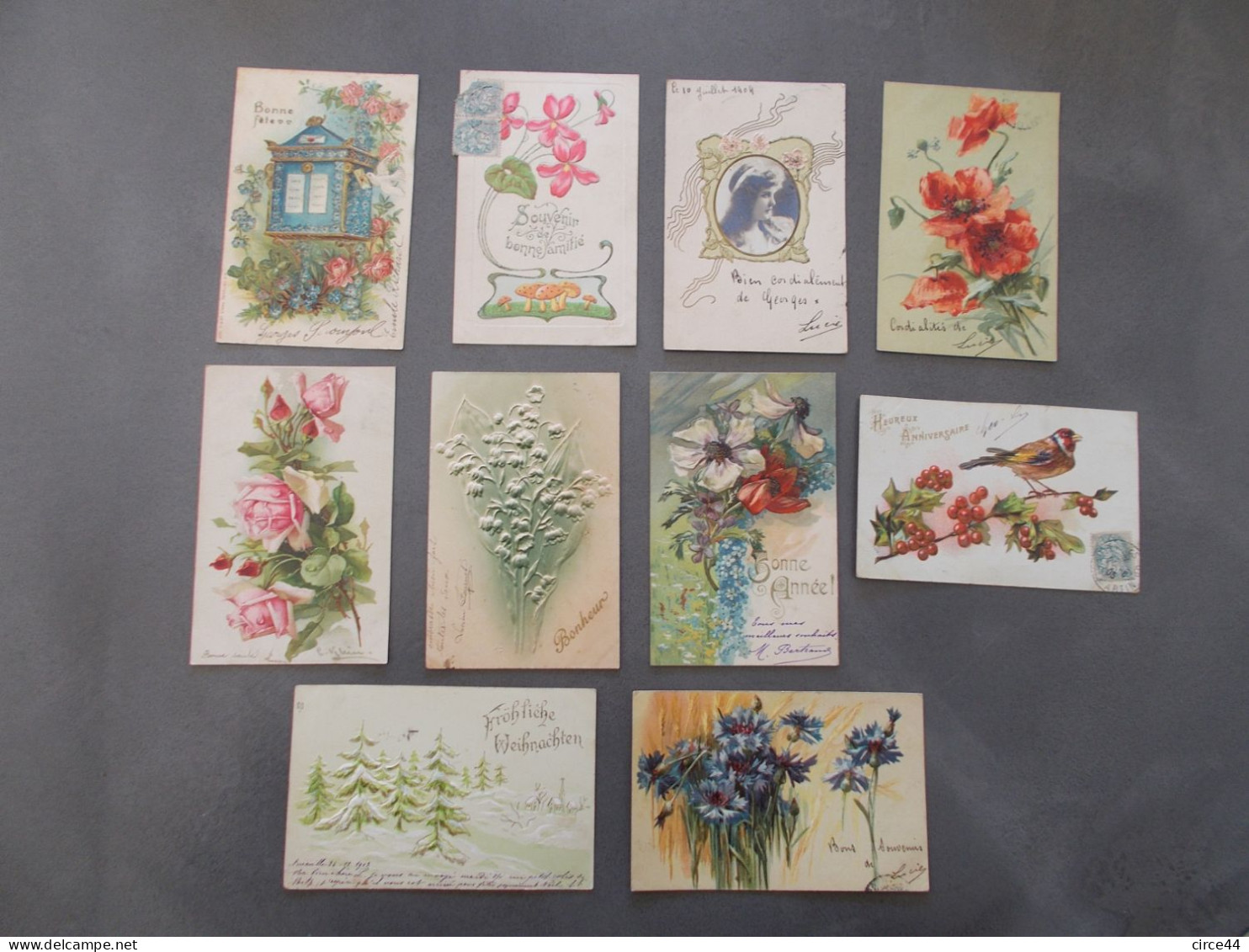 FRANCE.LOT CARTES POSTALES.FANTAISIE.GAUFREES.FLEURS. - Collezioni E Lotti