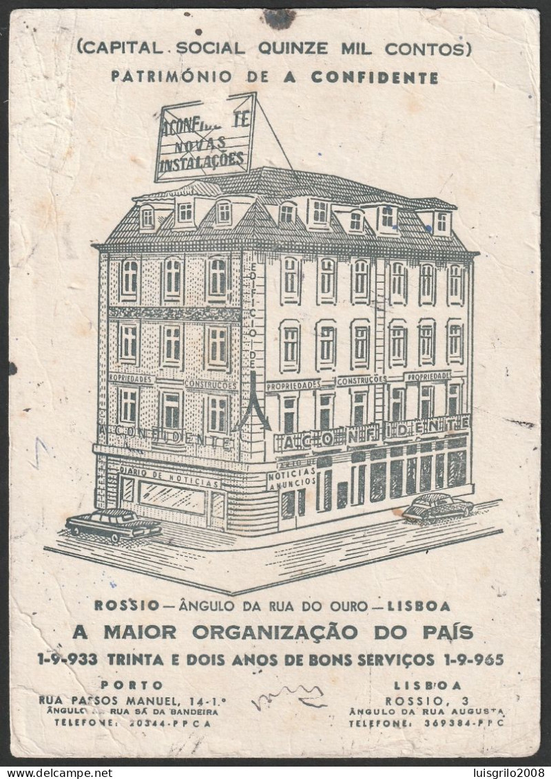 Portugal, 1965 - A Confidente, Hipotecas Compra E Venda Propriedades. Porto E Lisboa -|- Mata Borrão/ Blotter - Banque & Assurance