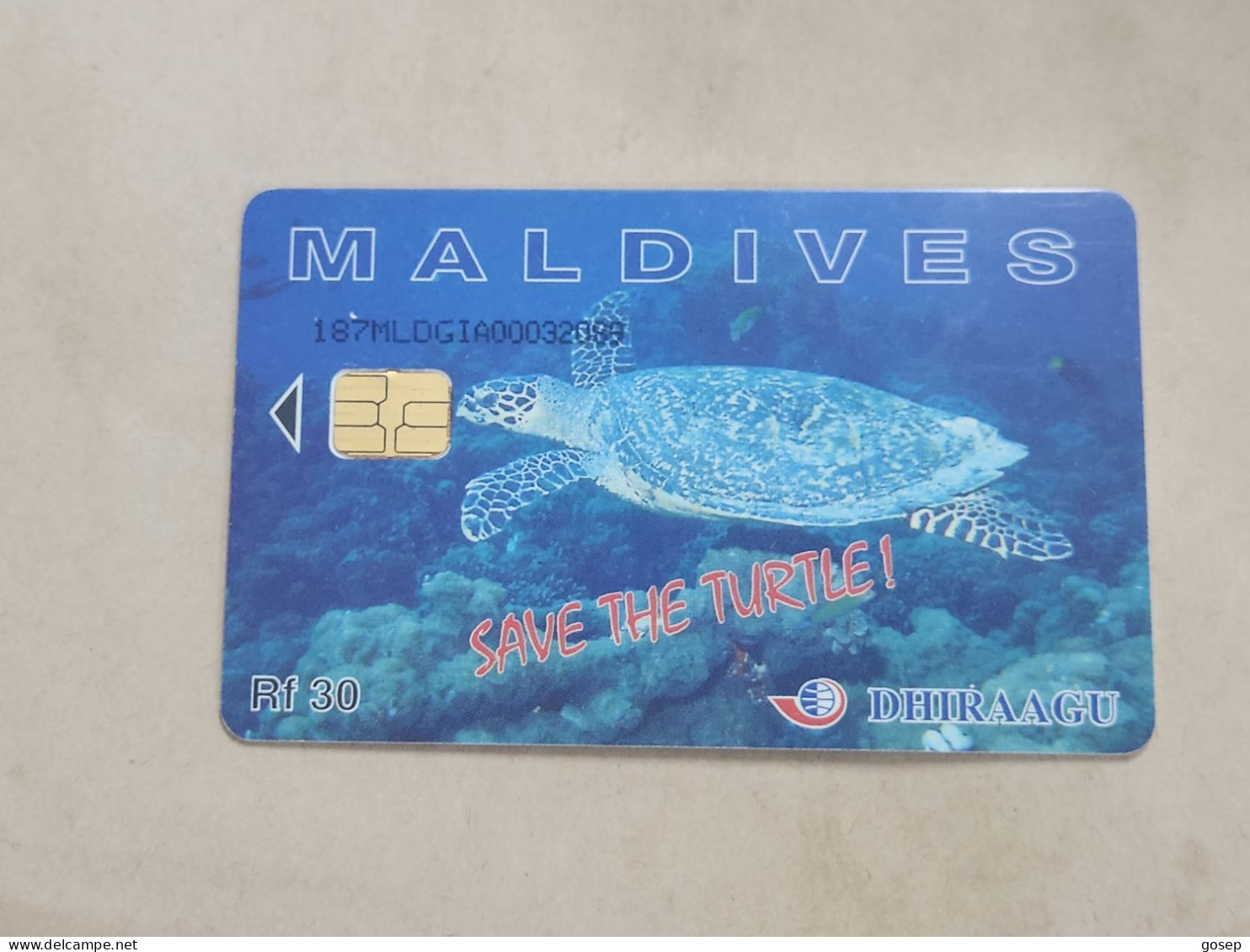 Maldives-(187MLDGIA-MAL-C-01)-Save The Turtle-(36)-(RF30)-(187MLDGIA00032099)-used Card+1card Prepiad Free - Maldiven