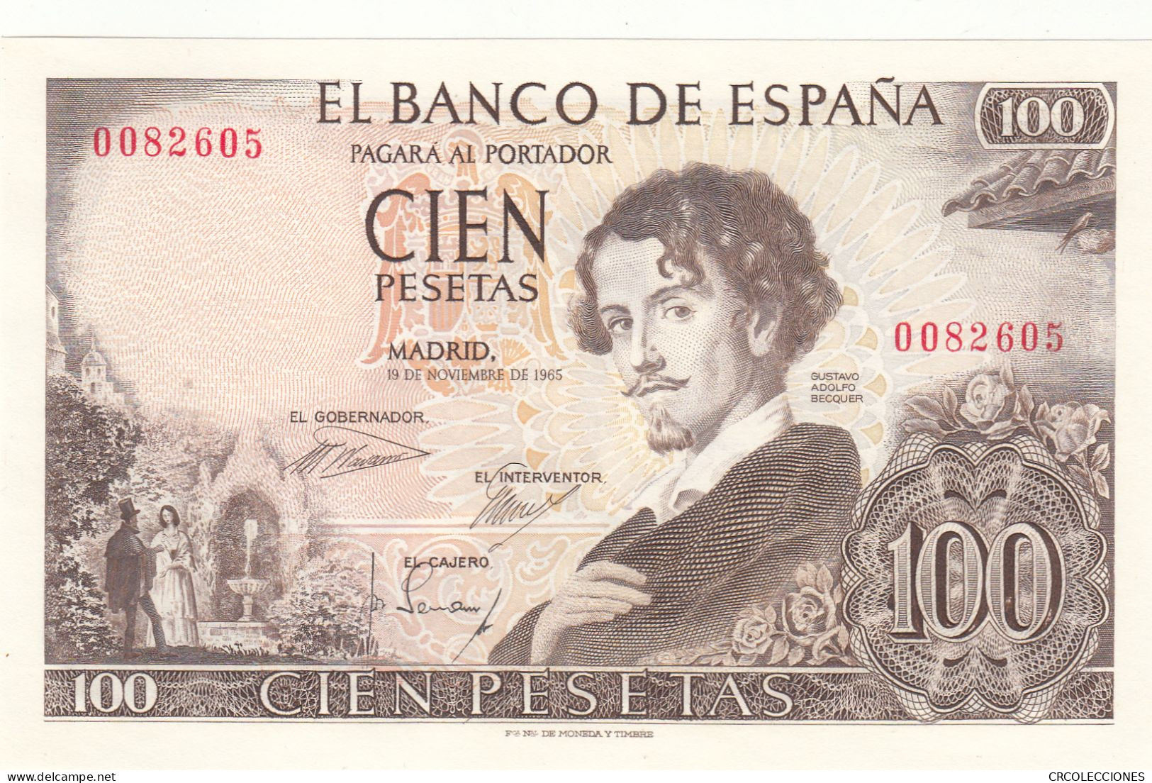 CRBS0862 BILLETE ESPAÑA 100 PESETAS 1965 SIN SERIE SIN CIRCULAR - 100 Pesetas