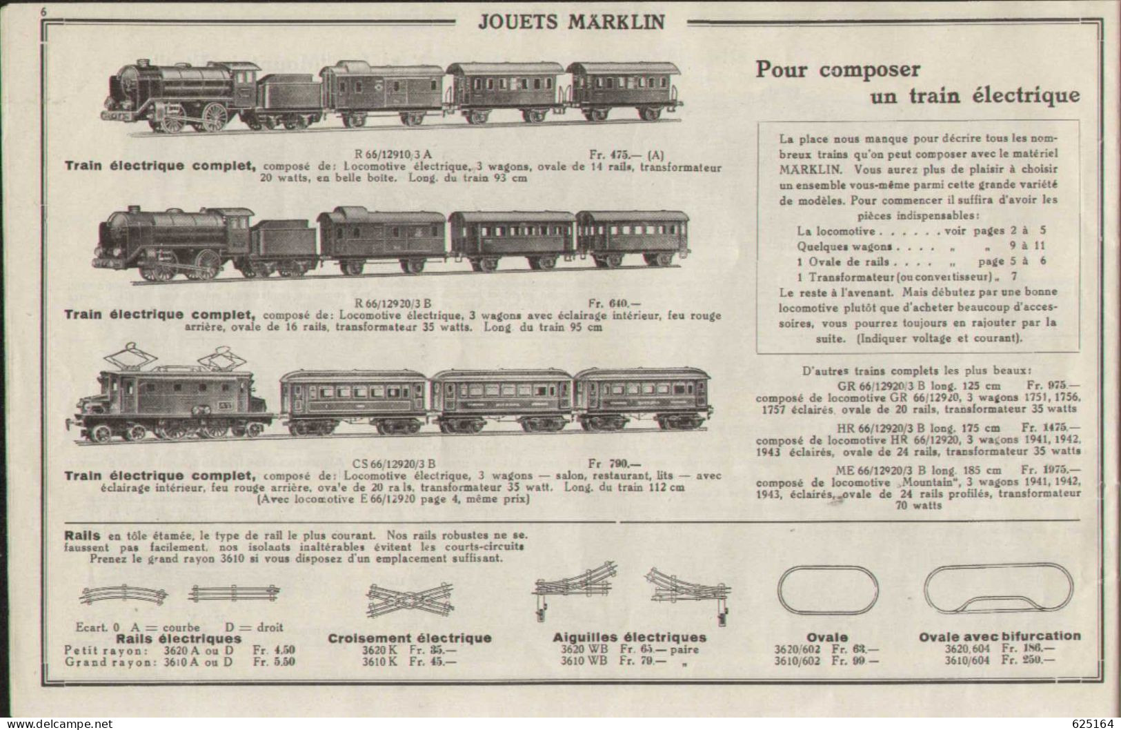 Catalogue MÄRKLIN 1934 Trains électriques 0 00- Automobiles - Canons - Elex - French