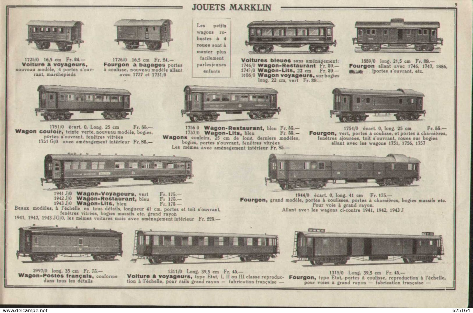 Catalogue MÄRKLIN 1934 Trains électriques 0 00- Automobiles - Canons - Elex - Francese