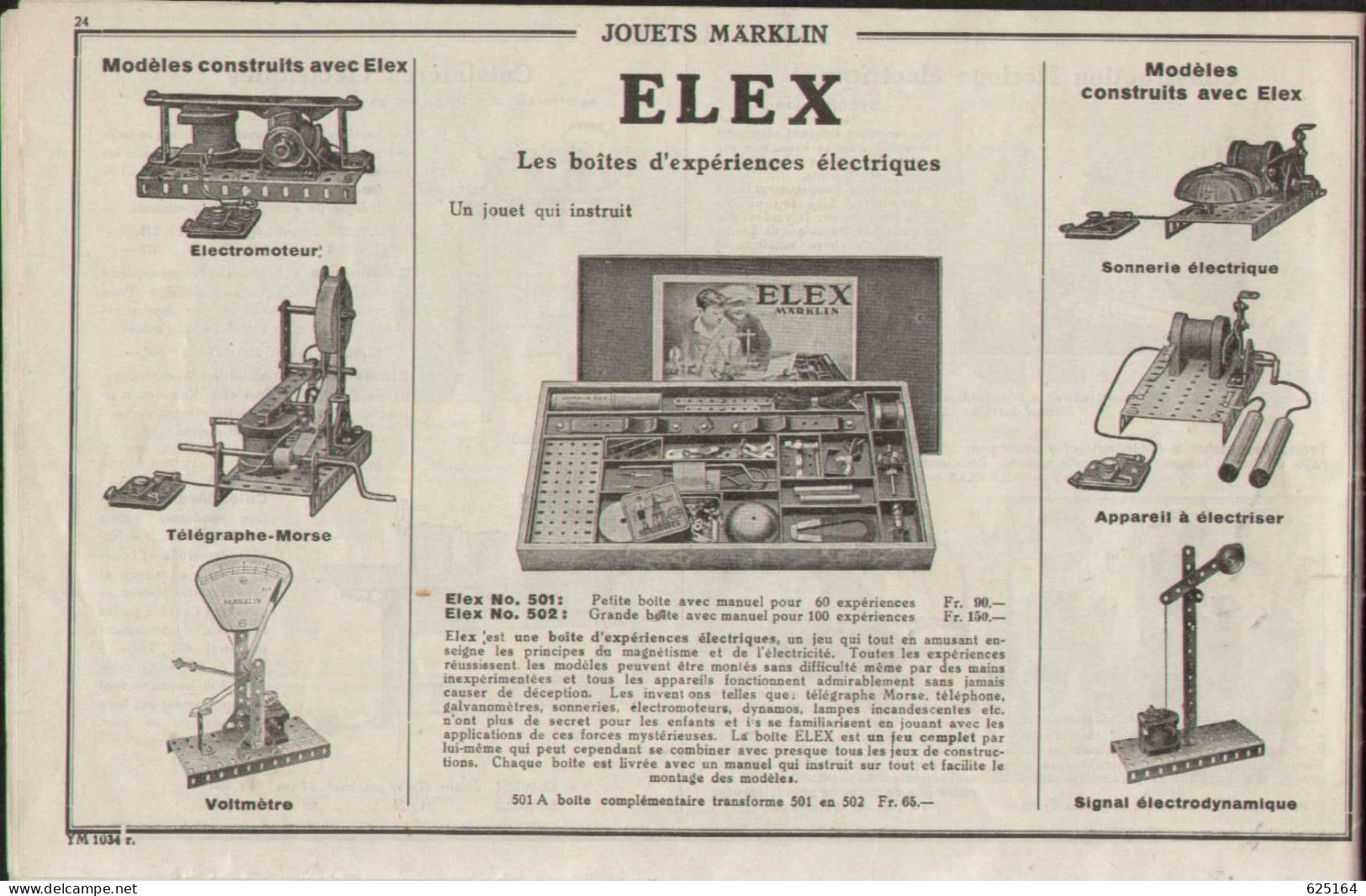 catalogue MÄRKLIN 1934 Trains électriques 0 00- Automobiles - Canons - Elex