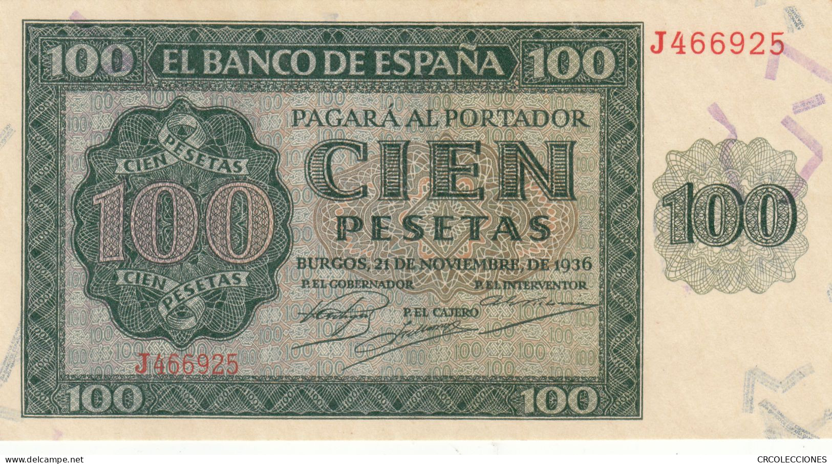 CRBS0866 BILLETE ESPAÑA 100 PESETAS 1936 SERIE J SIN CIRCULAR - 100 Peseten