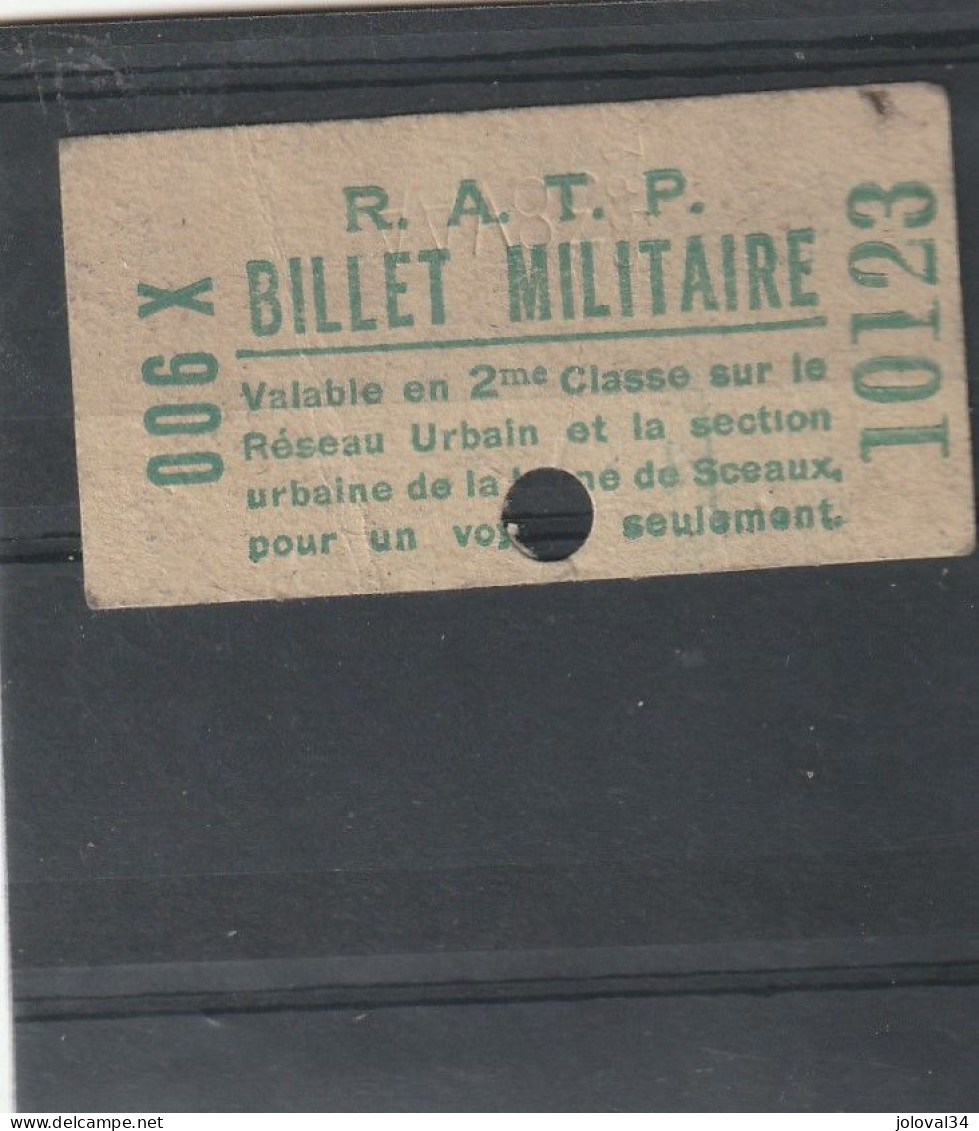 RATP Billet Militaire Ligne De Sceaux - 2 Scan - Europe