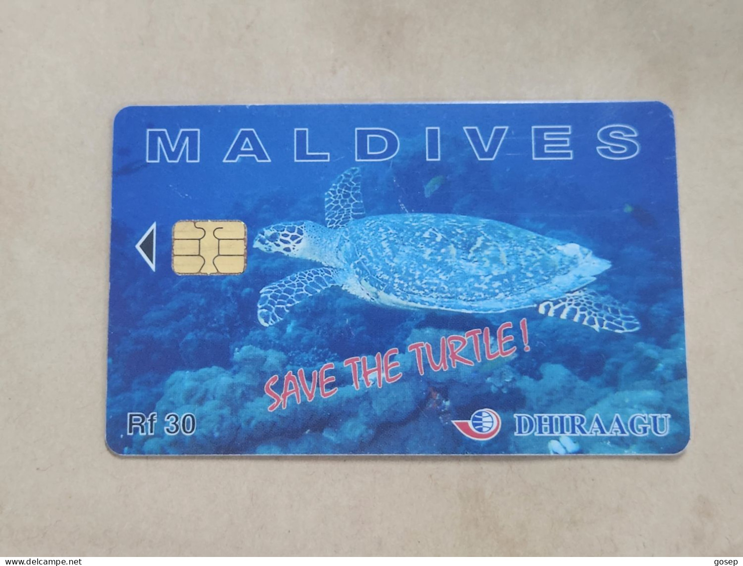 Maldives-(MLD-62-MAL-C-03 (NO CN)-TURTLE-(40)-(RF30)-(NOT COD NUMBER)-used Card+1card Prepiad Free - Maldivas