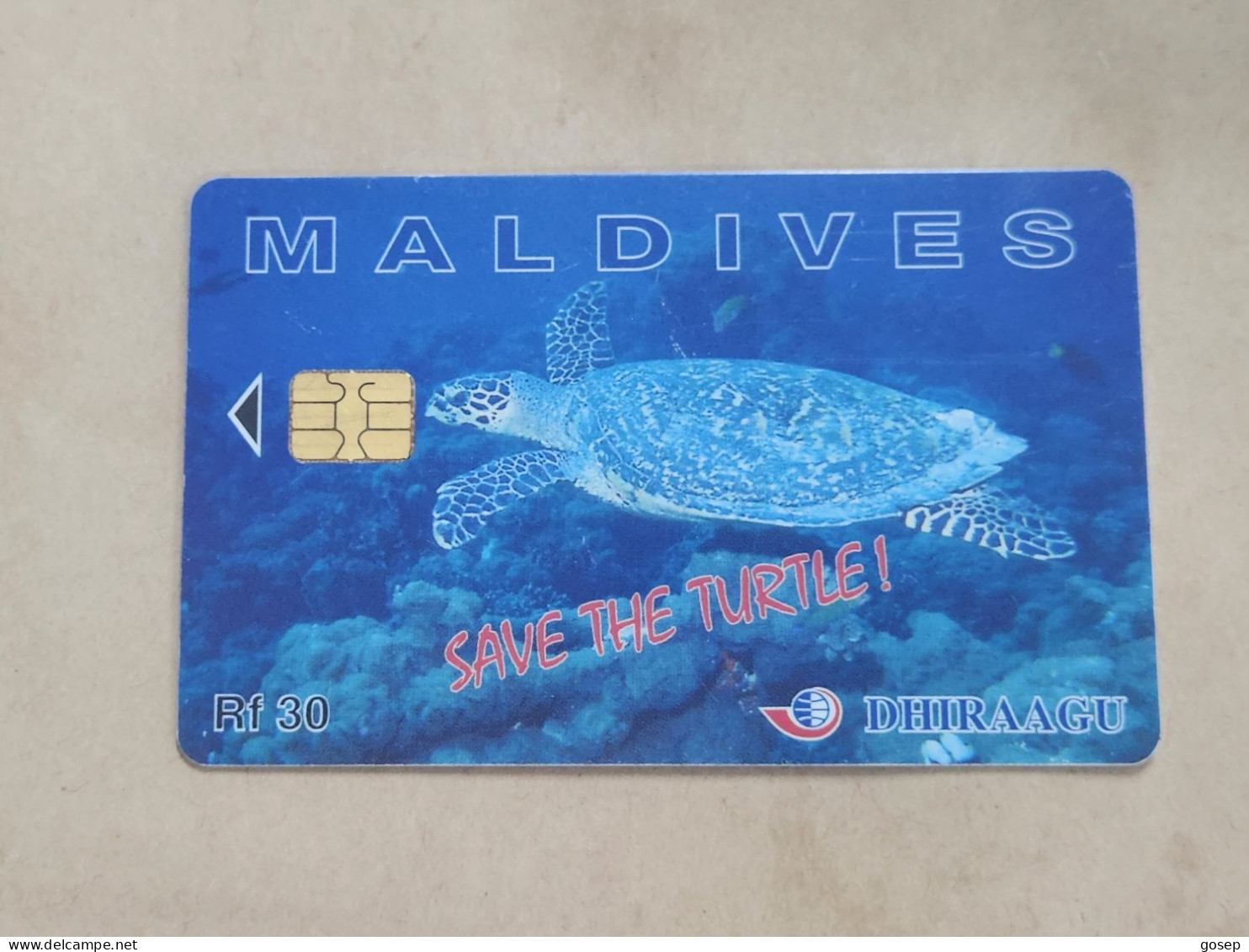 Maldives-(MLD-62-MAL-C-03 (NO CN)-TURTLE-(40)-(RF30)-(NOT COD NUMBER)-used Card+1card Prepiad Free - Maldiven