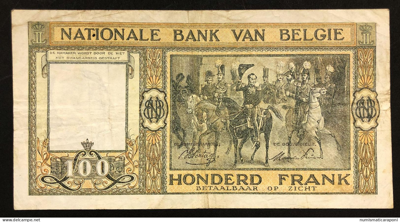 Belgio Belgium  100 Francs 1945 Pick#126 Lotto 3868 - 100 Francs