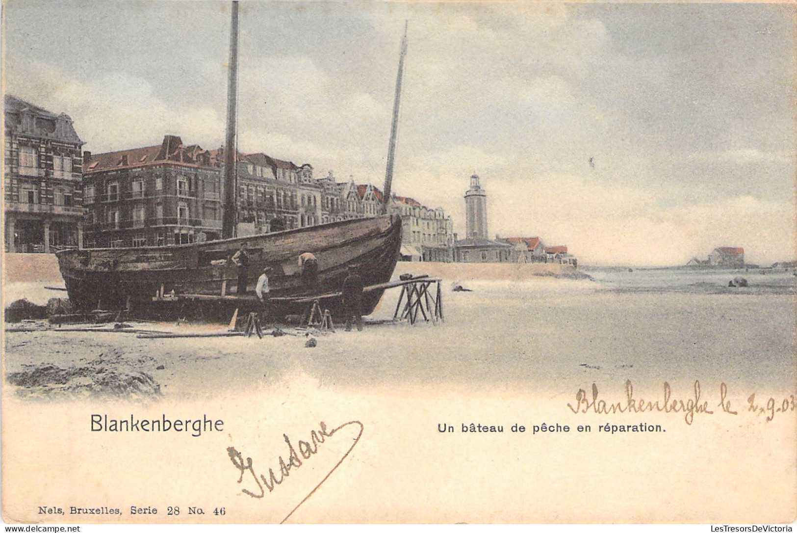 BELGIQUE - Blankenberghe - Un Bateau De Peche En Reparation - Colorisé - Carte Postale Ancienne - Blankenberge