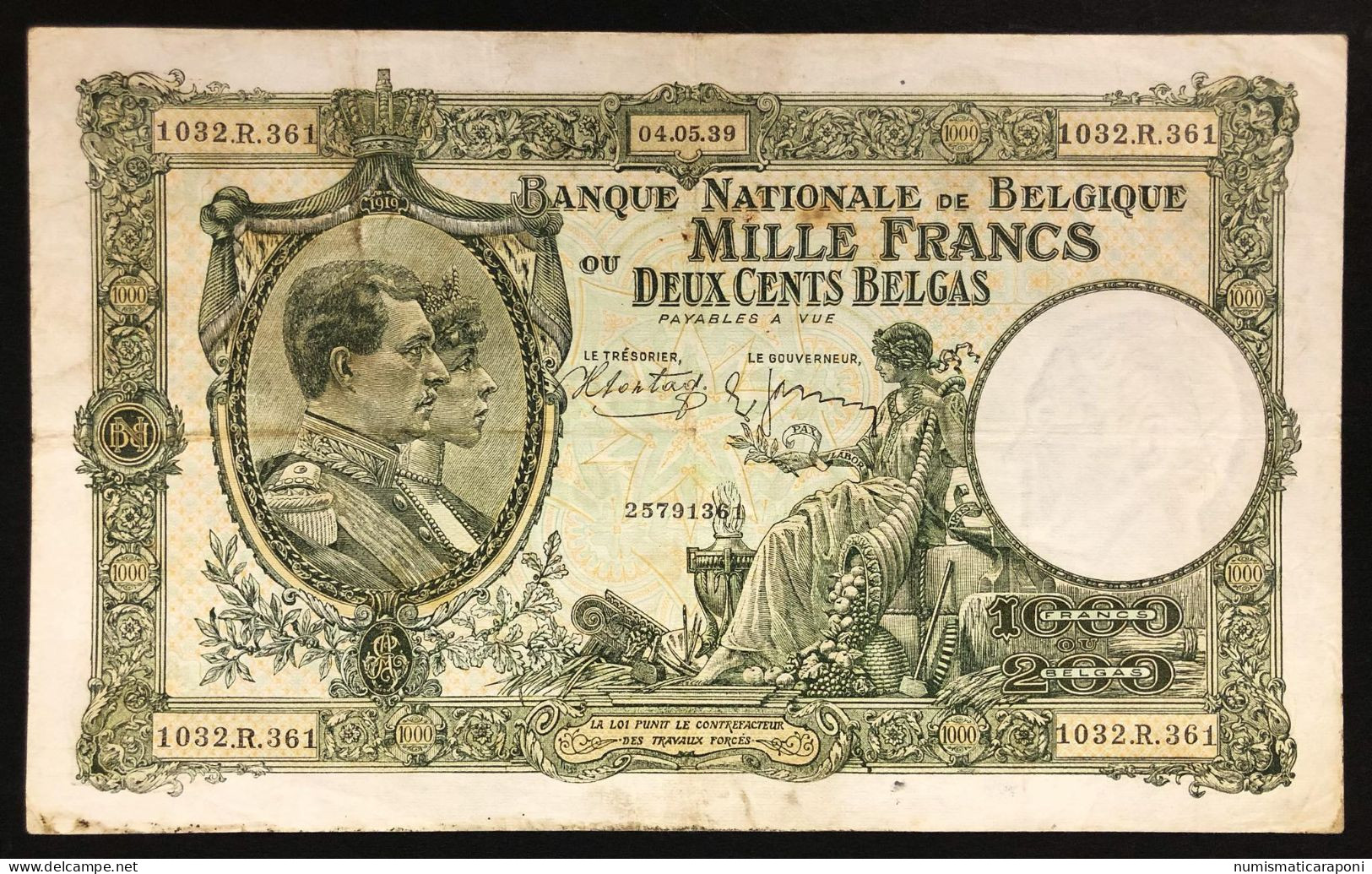 Belgio Belgium Belgique 1000 Francs 200 Belgas 04 05 1939 Lotto 4831 - 1000 Francs & 1000 Francs-200 Belgas