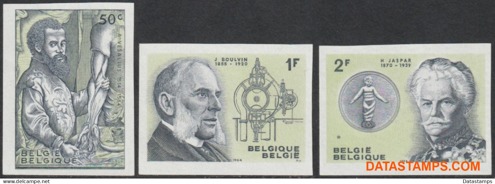 België 1964 - Mi:1341/1343, Yv:1281/1283, OBP:1281/1283, Stamp - □ - Belgian Celebrities - 1961-1980