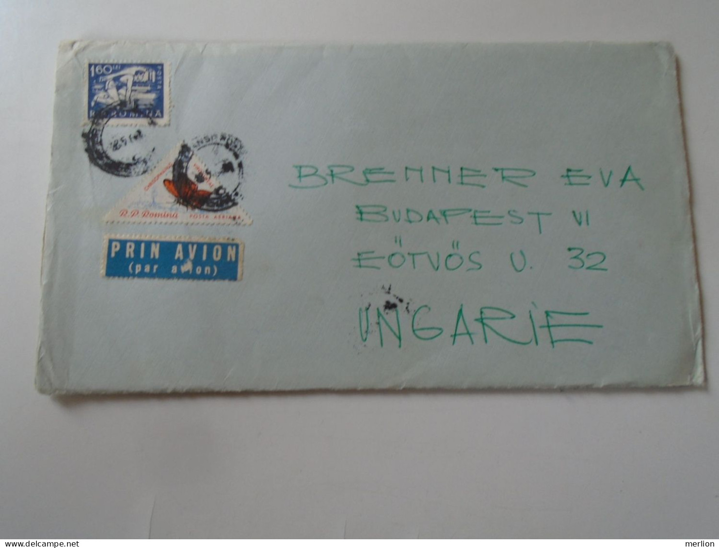 D199186   Romania  Airmail  Cover  1963 Bucuresti -sent To  Budapest  Hungary - Brenner -with Content -stamp Butterfly - Briefe U. Dokumente