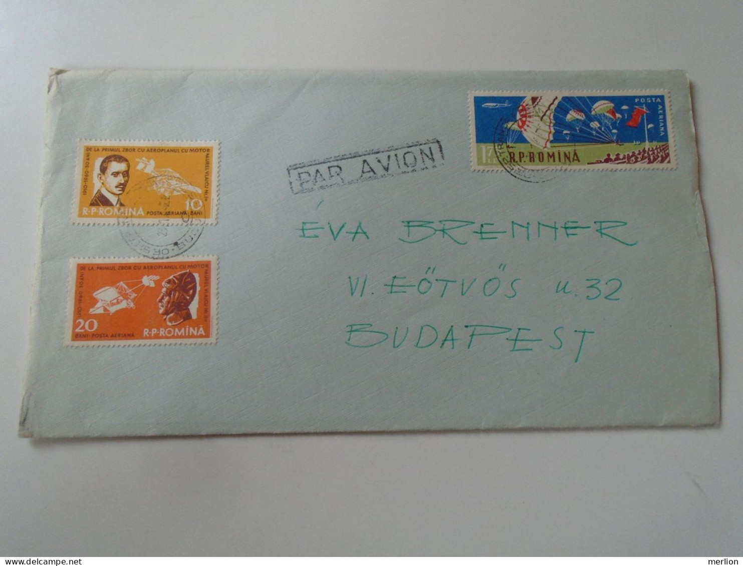 D199187  Romania  Airmail  Cover  1963 Bucuresti -sent To  Budapest  Hungary - Brenner -  Content -stamp Parachute Avion - Covers & Documents