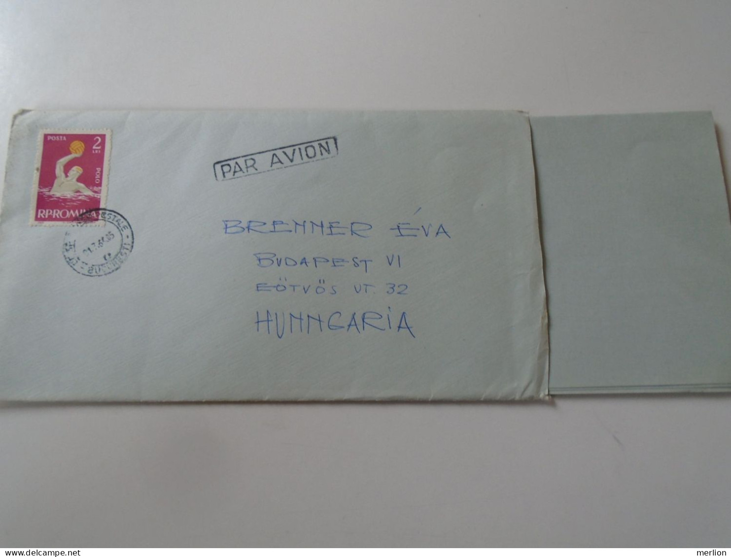 D199190 Romania  Airmail  Cover  1964 Bucuresti -sent To  Budapest  Hungary - Brenner -  Content -stamp Water Polo - Brieven En Documenten