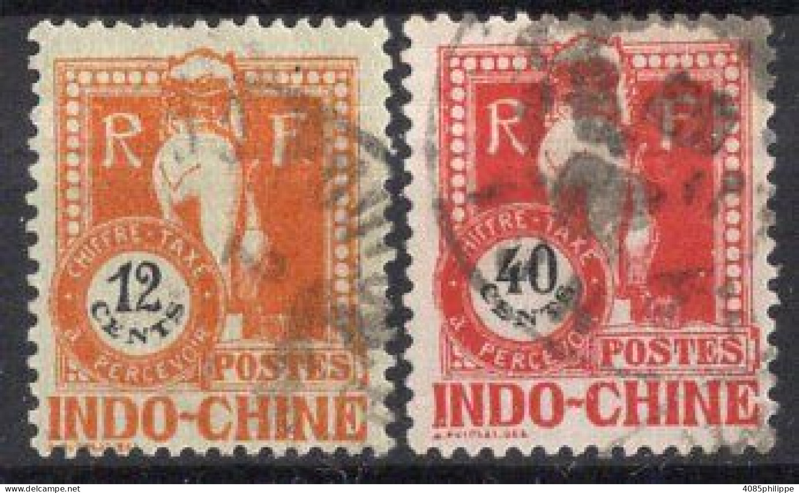 INDOCHINE Timbres-Taxe N°40 & 42 Oblitérés TB Cote 3€00 - Segnatasse