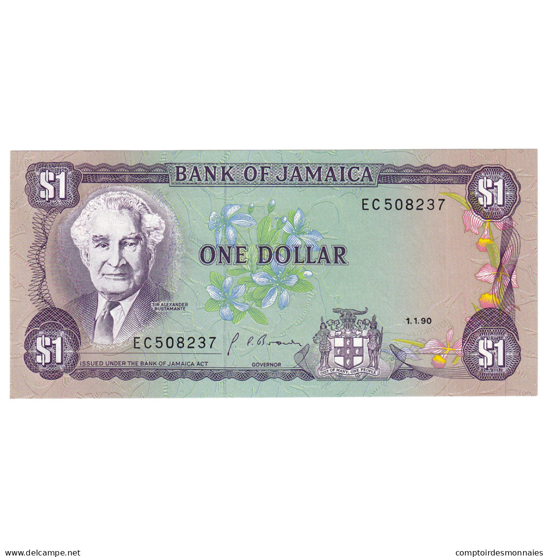 Billet, Jamaïque, 1 Dollar, 1990, 1990-01-01, KM:68Ad, NEUF - Jamaica