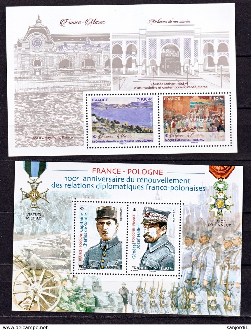 France 5311/5312 , 5316/5317 2019  Jumelages France Pologne Et France Maroc Neuf ** TB MNH Sin Charnela Faciale 4.36 - Neufs