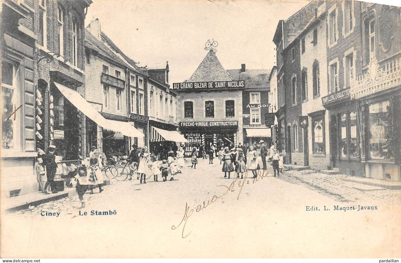 BELGIQUE. CINEY.  LE STAMBÔ. COMMERCE " AU GRAND BAZAR DE SAINT-NICOLAS ". BELLE ANIMATION. ENFANTS. - Ciney