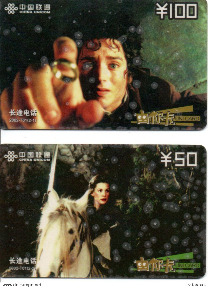 Seigneurs Des Anneaux Lord Of The Rings  Film Movie  2 Cartes Prépayée Chine Card (1186) - Cinema