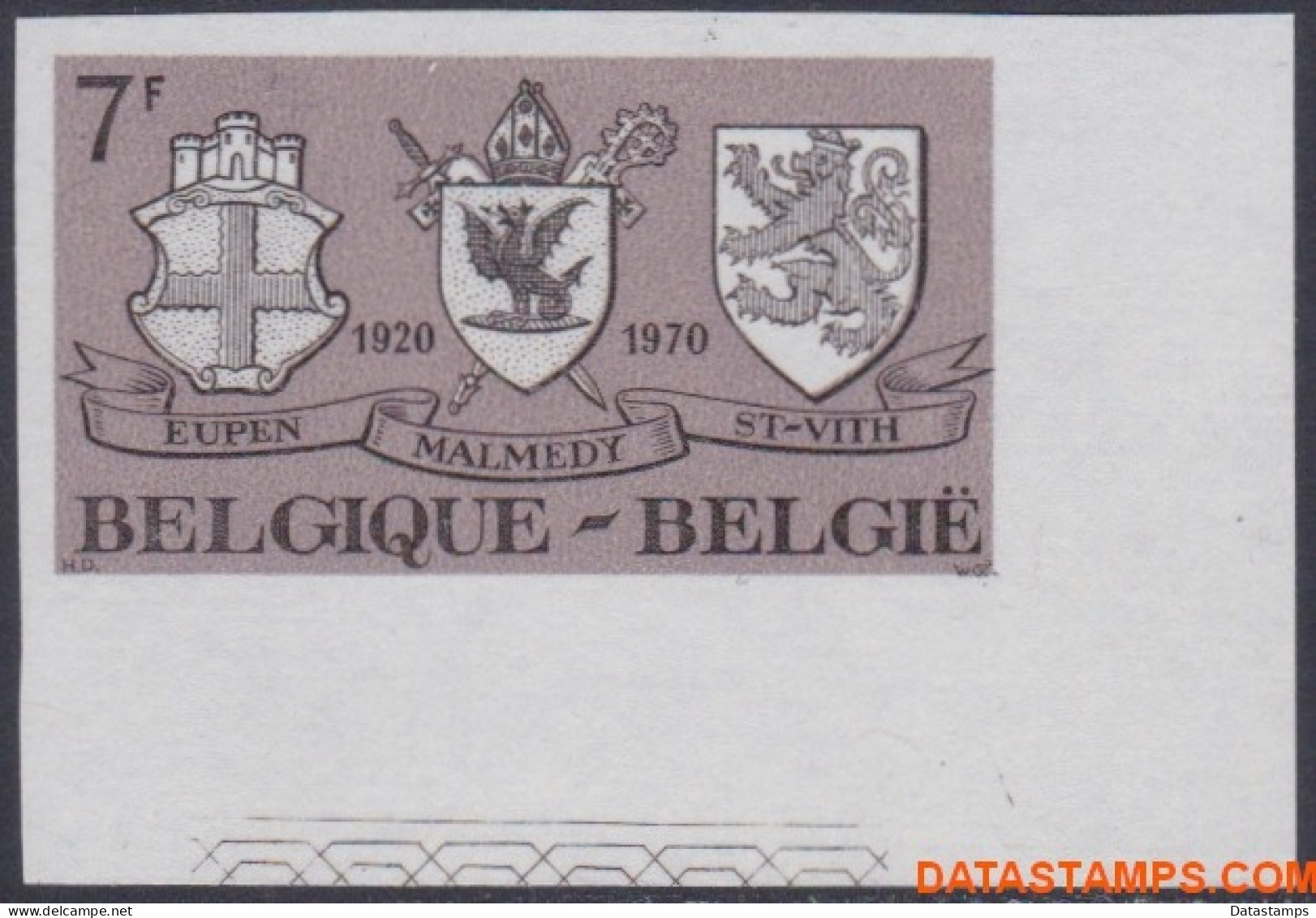 België 1970 - Mi:1620, Yv:1566, OBP:1566, Stamp - □ - Attachment Of The Cantons - 1961-1980