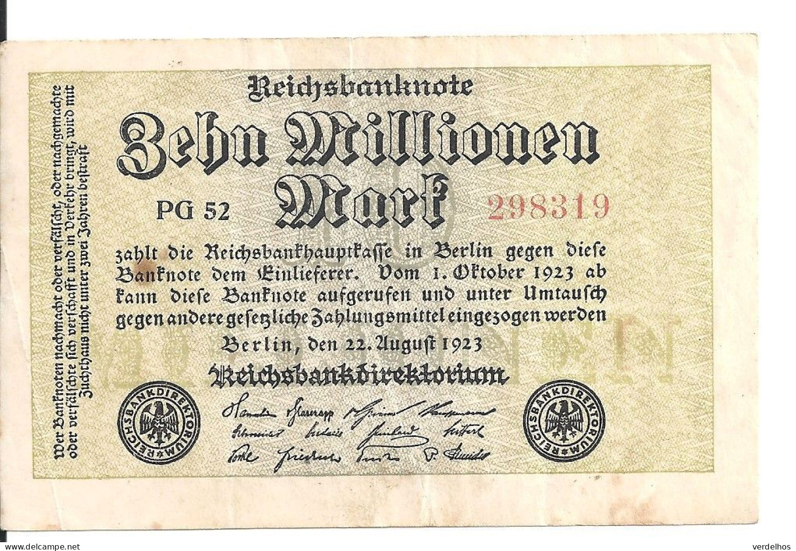 ALLEMAGNE 10 MLLIONEN MARK 1923 VF P 106 - 10 Miljoen Mark