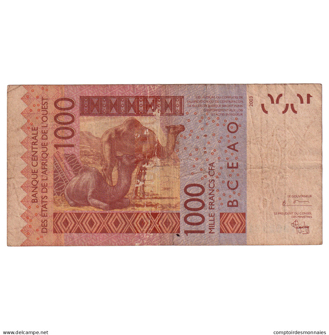 Billet, Communauté économique Des États De L'Afrique De L'Ouest, 1000 Francs - Stati Dell'Africa Occidentale