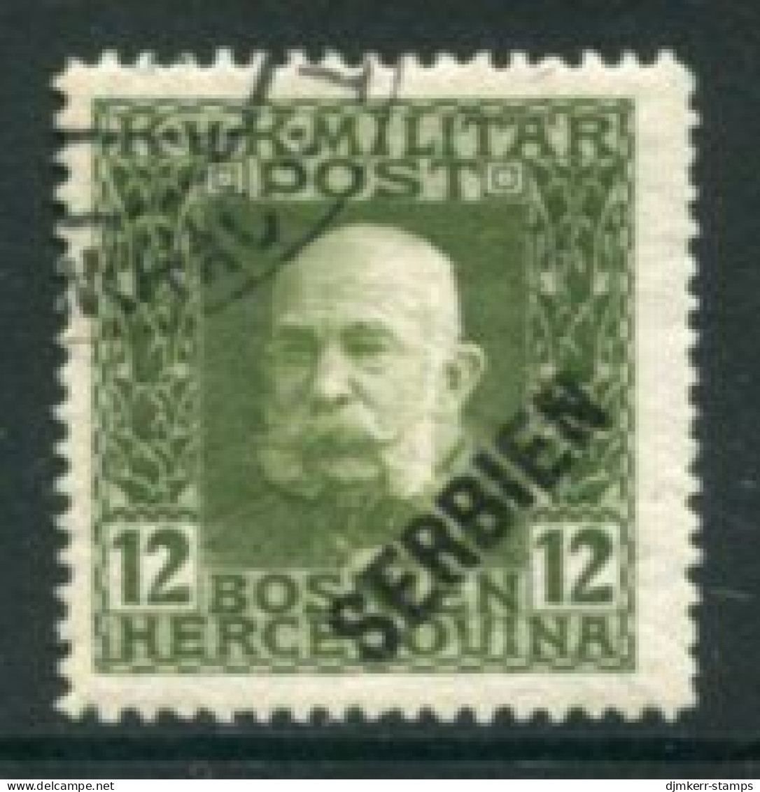 AUSTRIAN MILITARY POST In SERBIA 1916  Diagonal Overprint On Bosnia 12 H. Used. Michel 28 - Gebruikt