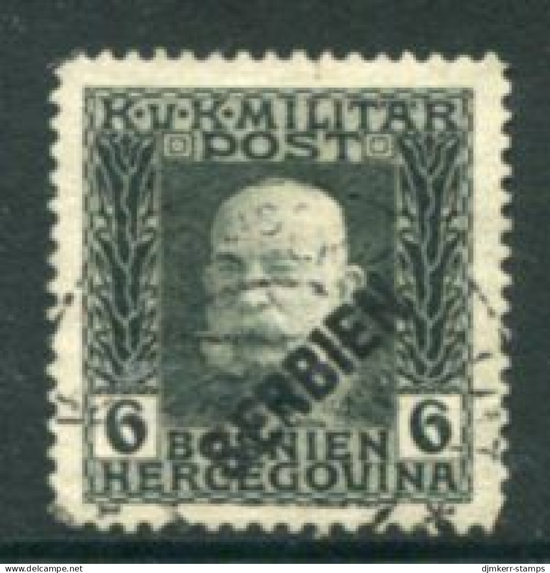 AUSTRIAN MILITARY POST In SERBIA 1916  Diagonal Overprint On Bosnia 6 H. Used. Michel 26 - Used Stamps