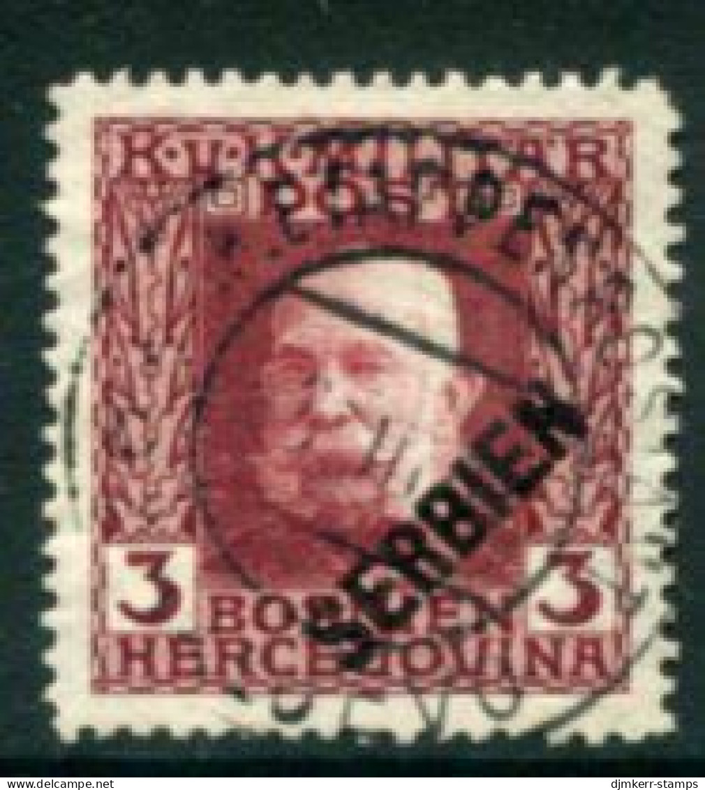 AUSTRIAN MILITARY POST In SERBIA 1916  Diagonal Overprint On Bosnia 3 H. Used. Michel 24 - Used Stamps