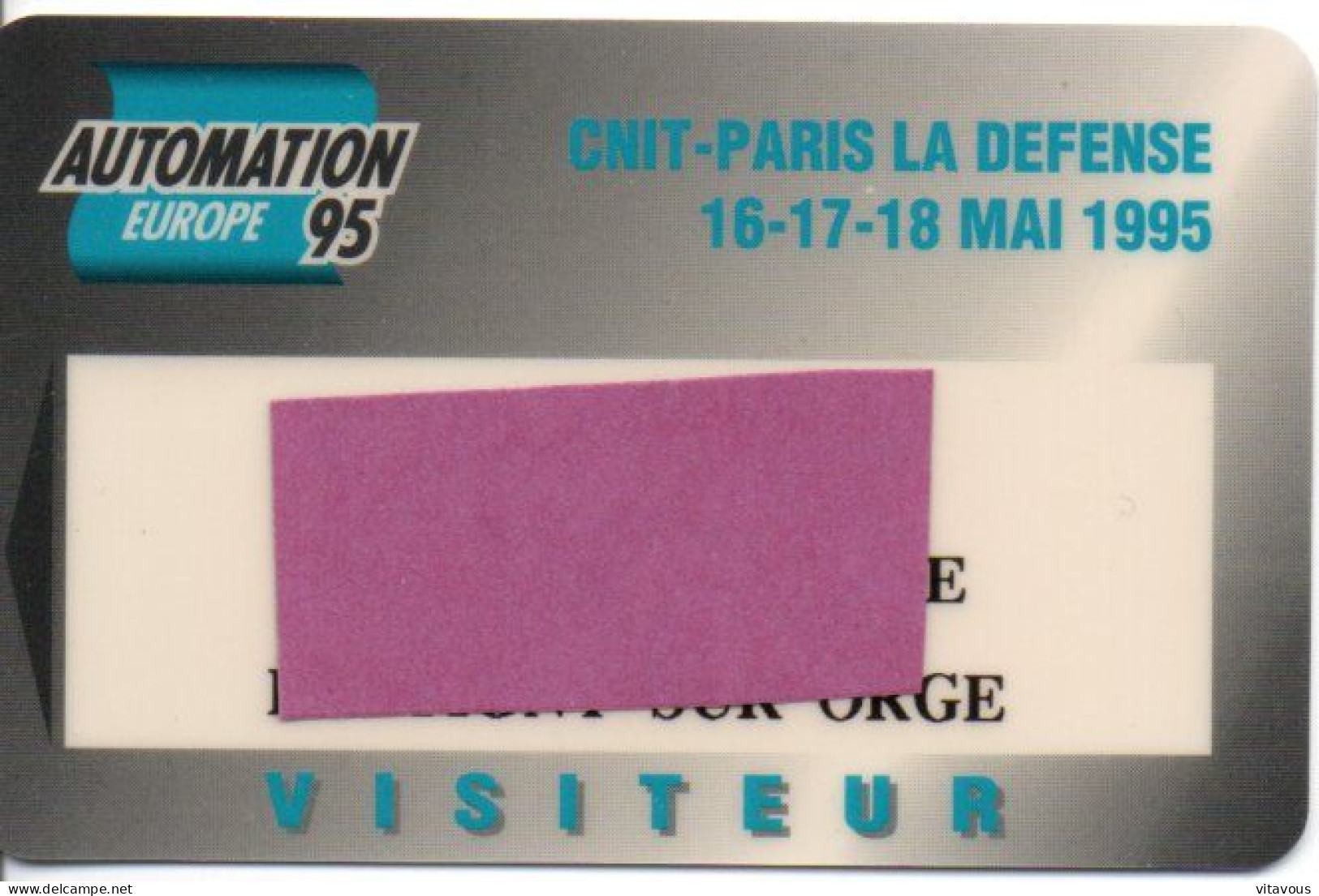 Carte Salon- Paris Automation 1995, Card Magnétique Karten (salon 360) - Tarjetas De Salones Y Demostraciones