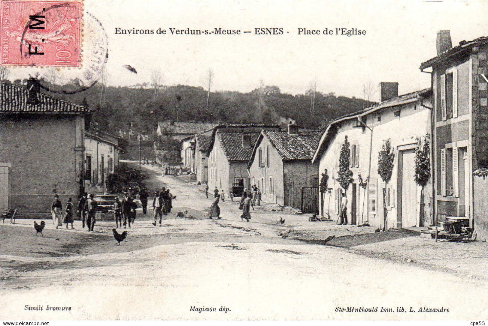 ESNES  -  Environs De Verdun  -  Place De L' Eglise -   Animation  -  Belle Carte - Damvillers