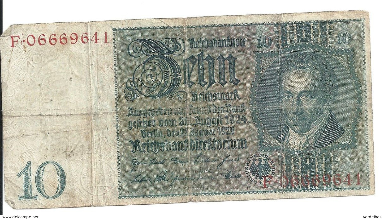 ALLEMAGNE 10 REICHMARK 1929 VF P 180 - 10 Mark