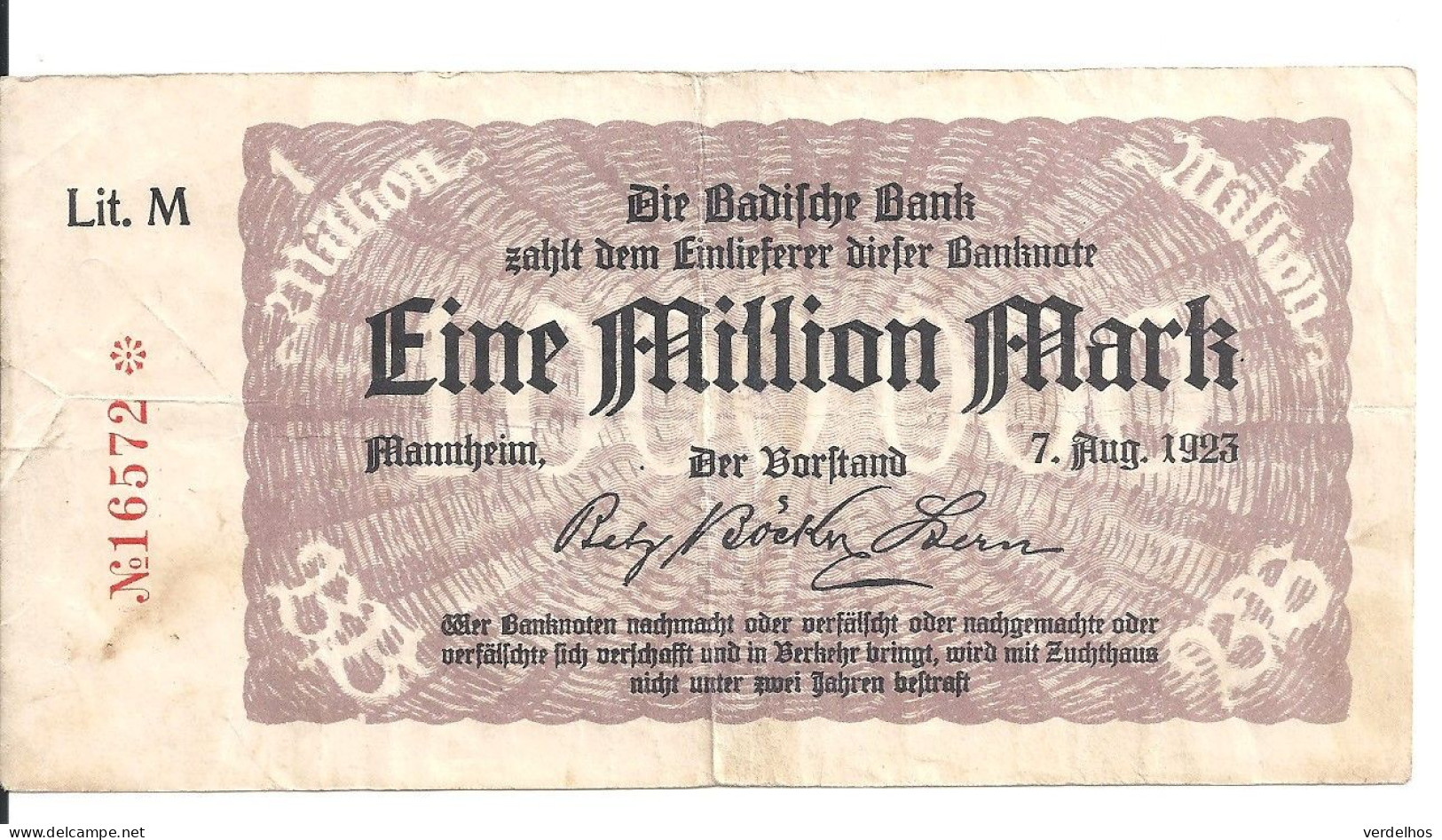 ALLEMAGNE 1 MILLION MARK 1923 VF - Ohne Zuordnung