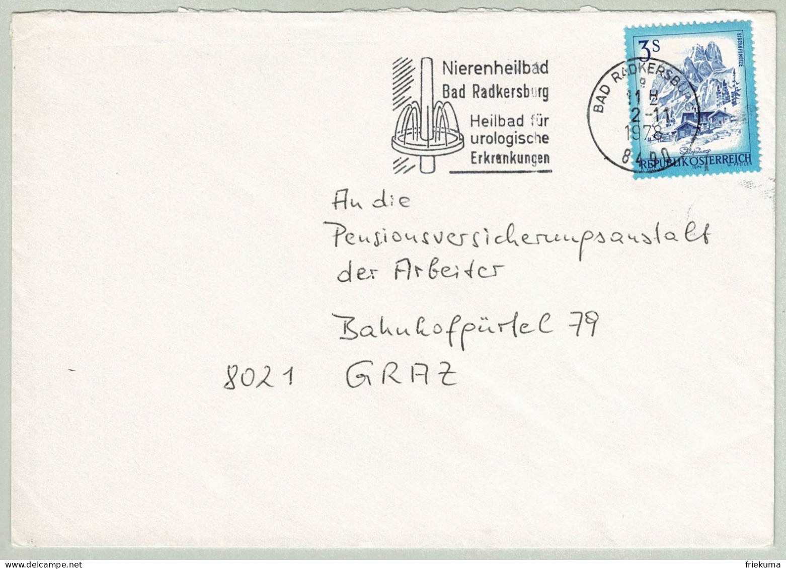 Oesterreich / Austria 1978, Brief Bad Radkersburg - Graz, Nierenheilbad, Urologische Erkrankungen - Kuurwezen