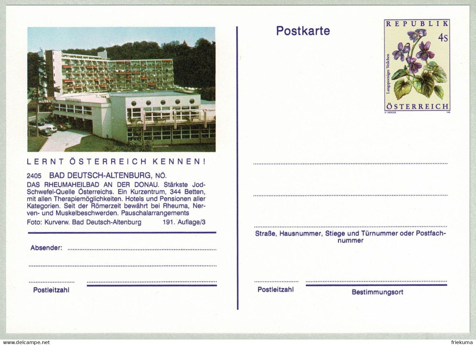 Oesterreich / Austria 1988, Bildpostkarte Bad Deutsch-Altenburg, Rheuma-Heilbad, Jod Schwefel, Kurzentrum, Römer, Nerven - Hydrotherapy