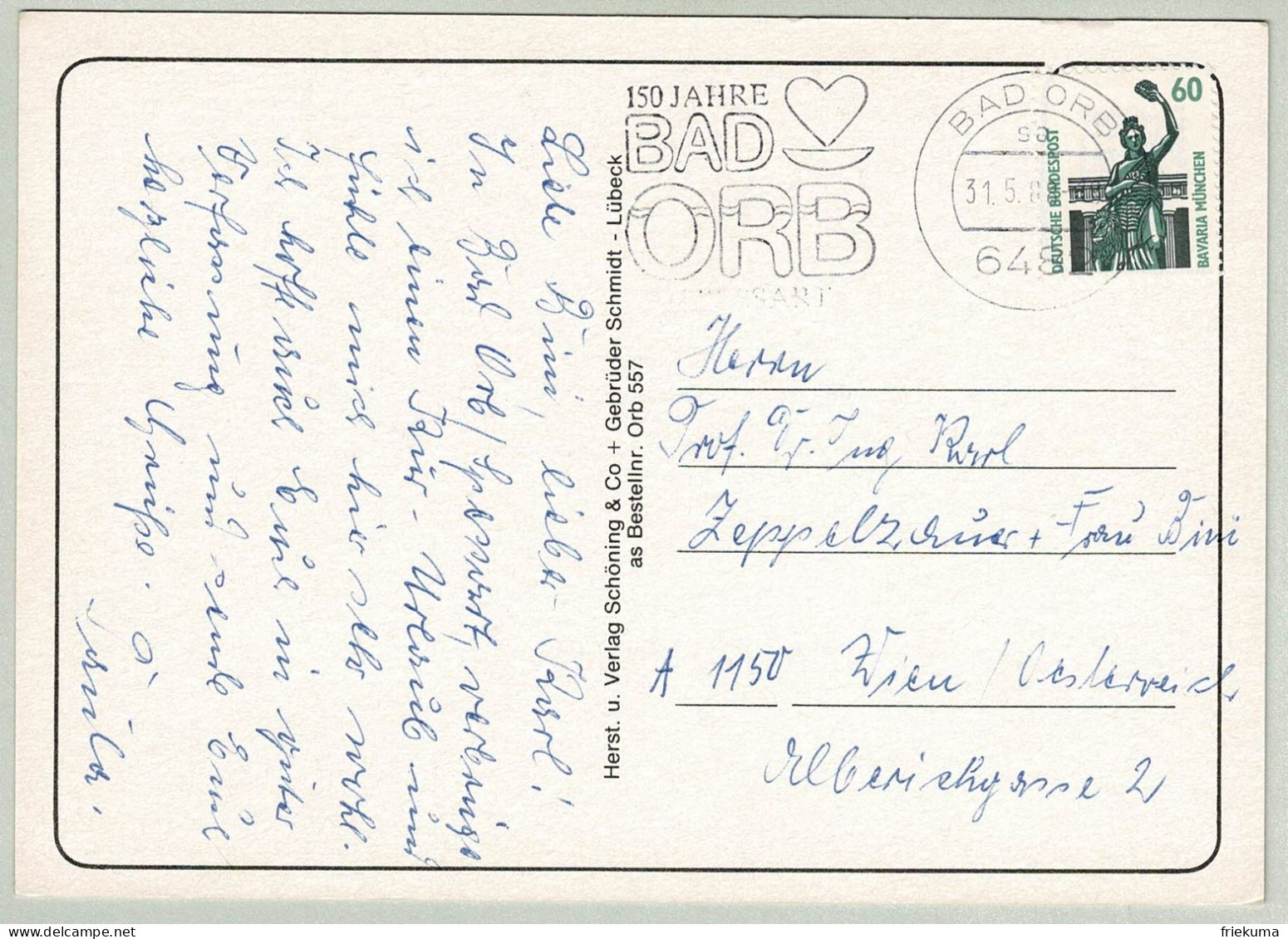 Oesterreich / Austria 1988, Postkarte Bad Orb - Wien, Herz  - Hydrotherapy