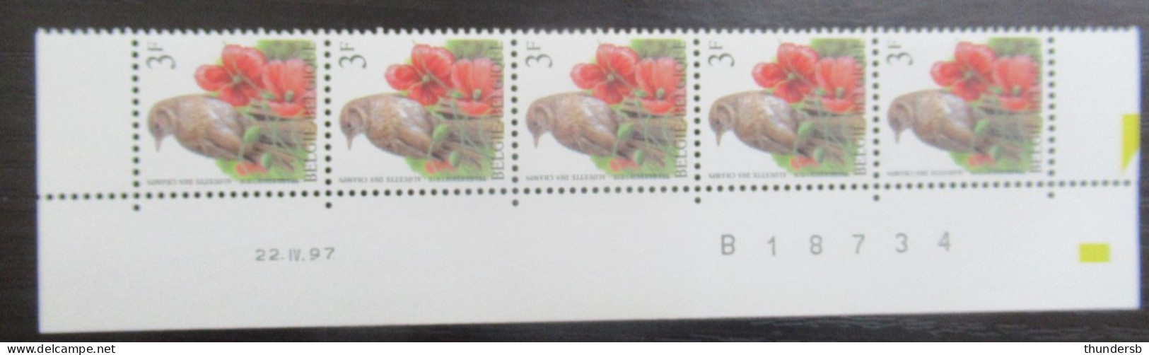 2705 'Veldleeuwerik' - Postfrisse ** Datumstrook - 1985-.. Vögel (Buzin)