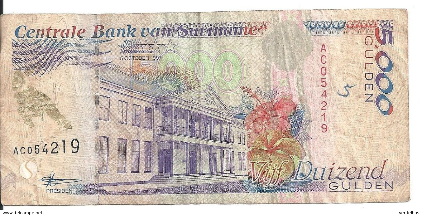 SURINAME 5000 GULDEN 1997 VF P 143 A - Surinam