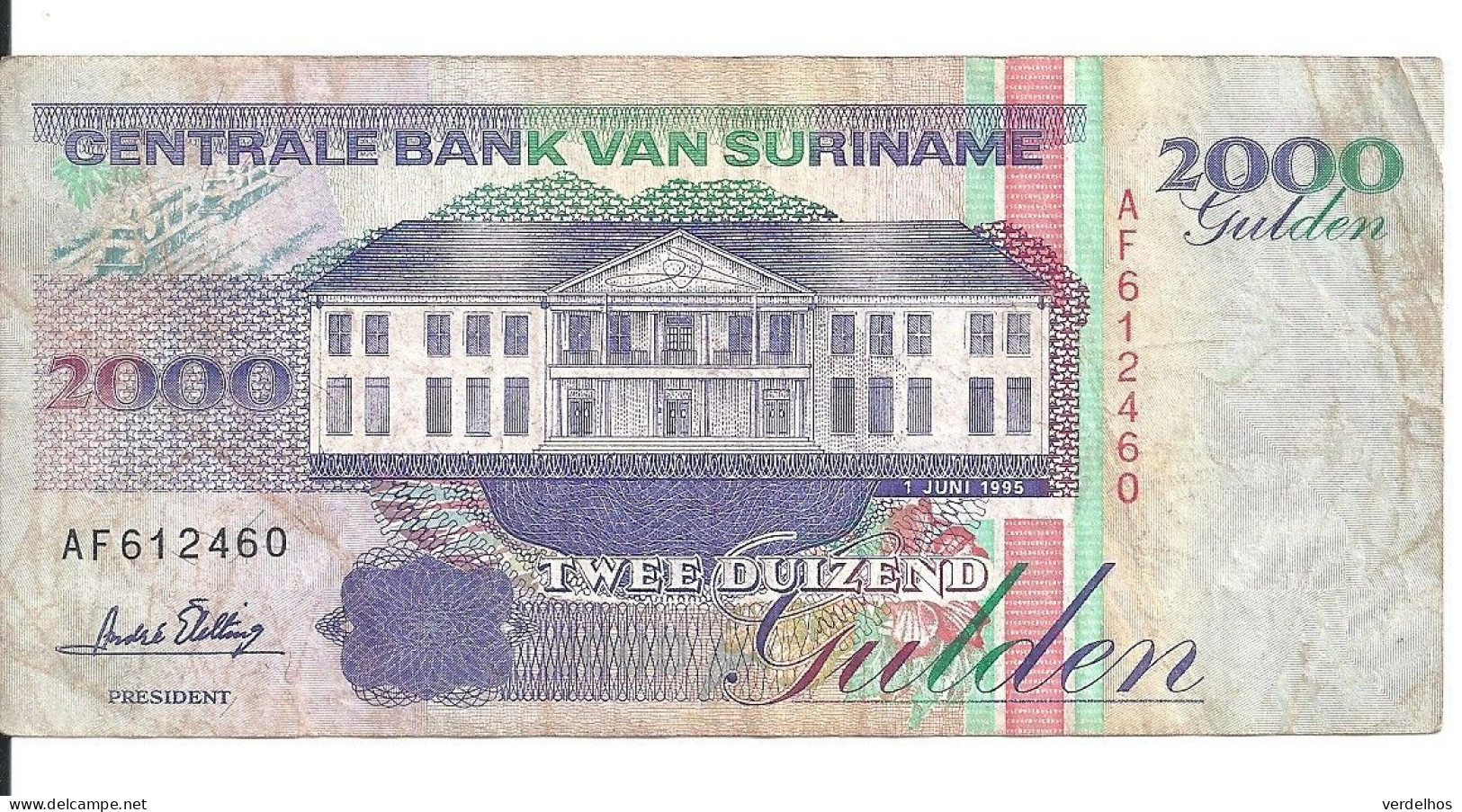 SURINAME 2000 GULDEN 1995 VF P 142 - Suriname