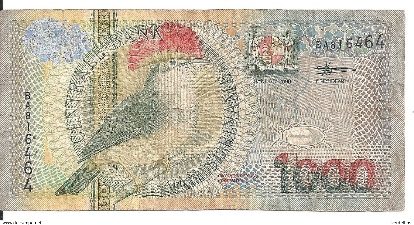 SURINAME 1000 GULDEN 2000 VF P 151 - Suriname