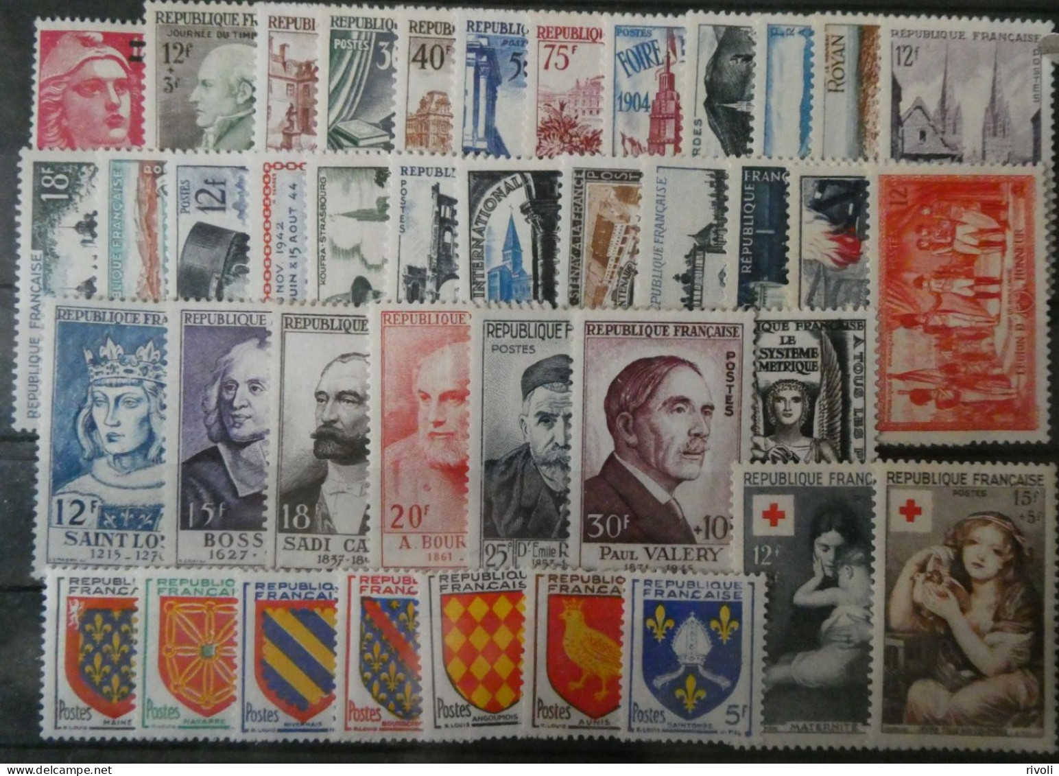 FRANCE 1954 ANNEE COMPLETE N° 968-1007 -COTE 315e NEUFS ** - 1940-1949